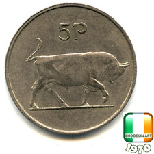 An IRISH 1970 FIVE PENCE 5p