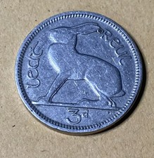 1928 Irish Three pence Coin