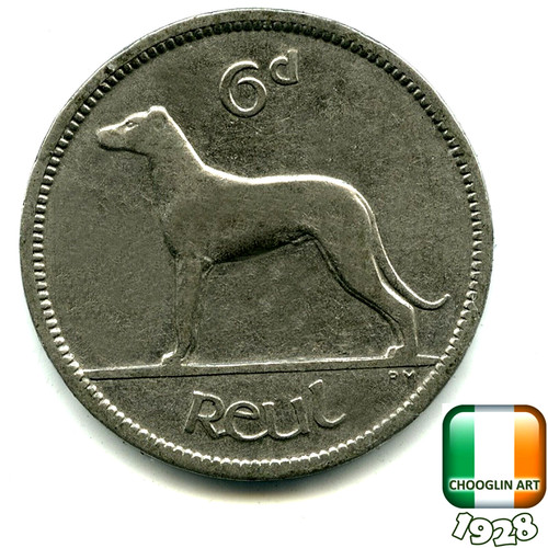 Irish 1928 sixpence - irish, 6d