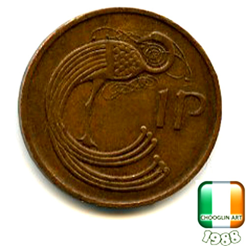 Irish 1988 penny coin - an,