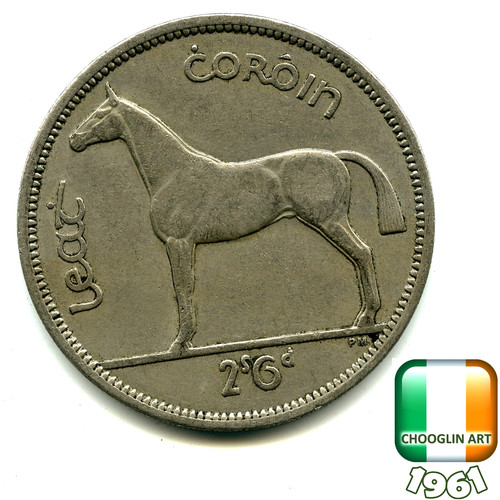 Irish 1961 half - crown, 2s6d
