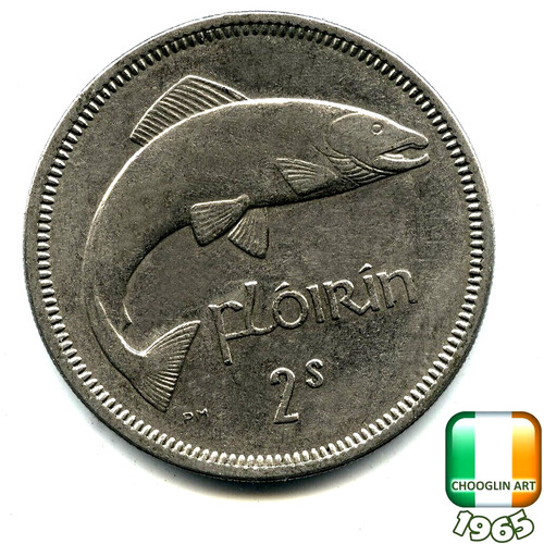 Irish 1965 two shilling - an,