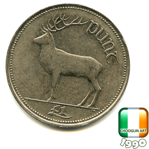 Irish 1990 punt 1 coin - £1,