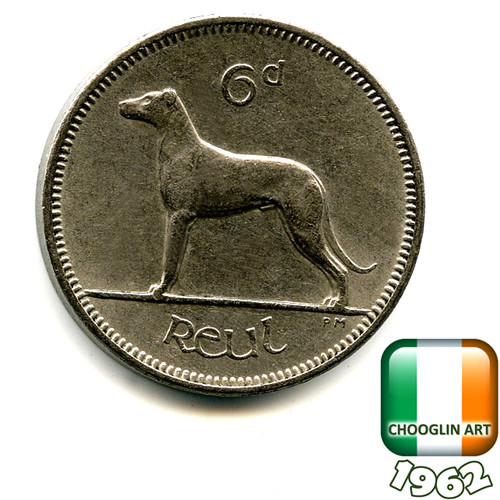 Irish 1962 sixpence - an,