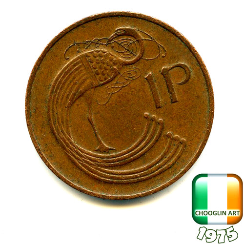 Irish 1975 penny - an, coin