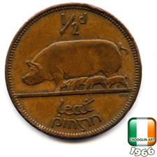 An IRISH 1966 HALFPENNY ½d