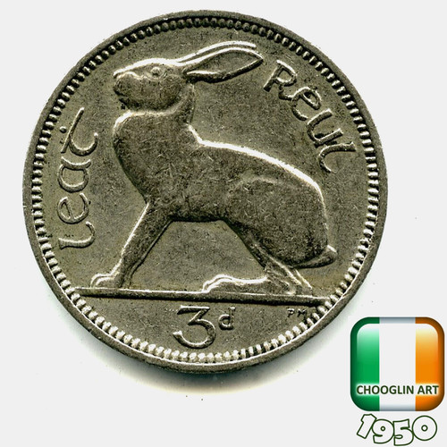 Irish 1950 threepence 3d - 1950,