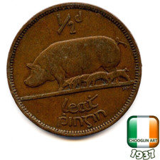An IRISH 1937 HALFPENNY coin
