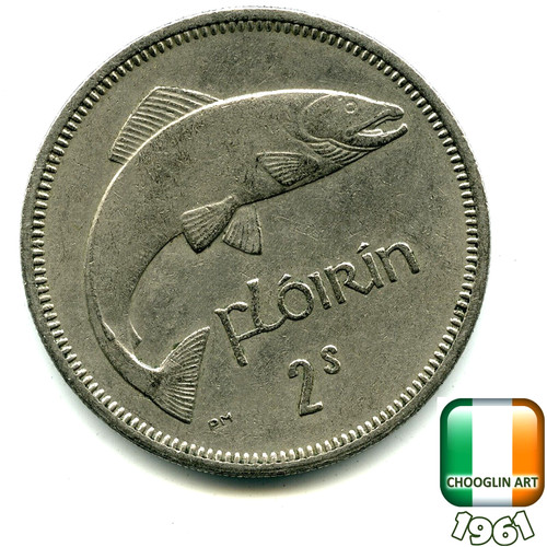 Irish 1961 two shilling - an,