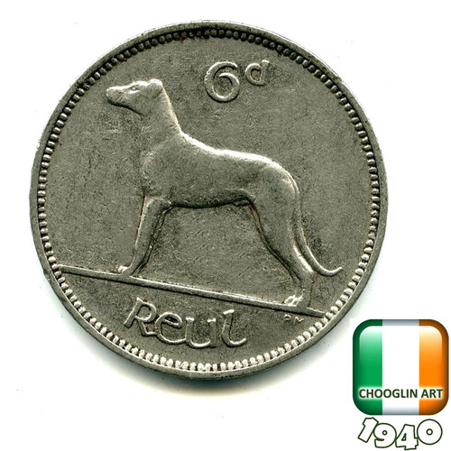 Irish 1940 sixpence 6d - 1940,