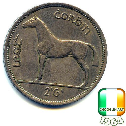 Irish 1964 half crown - an,