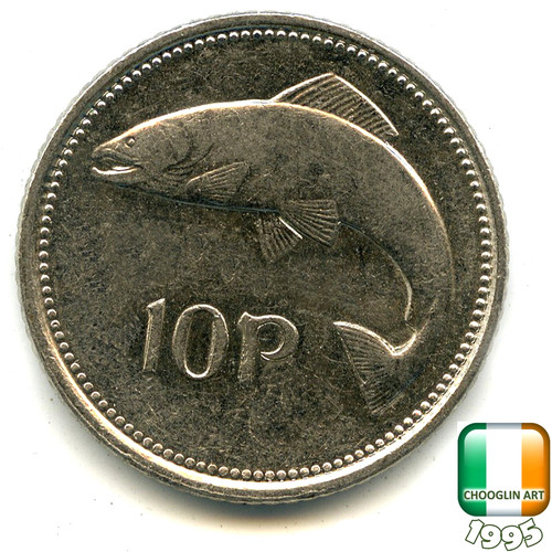 Irish 1995 ten pence 10p - an,