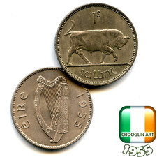 An IRISH 1955 ONE SHILLING 1s
