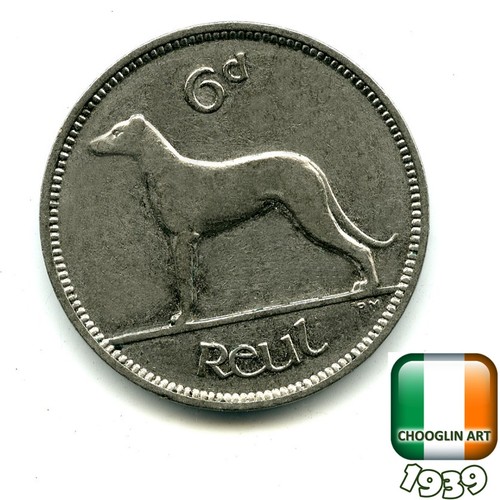 Irish 1939 sixpence - an,