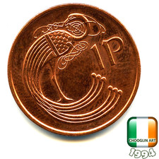 An IRISH 1994 PENNY 1p coin