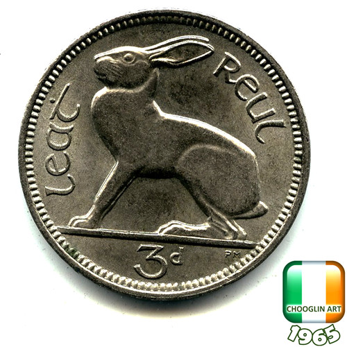 Irish 1965 threepence 3d - irish,