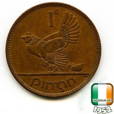 An IRISH 1952 PENNY 1d coin